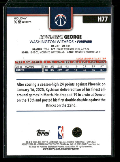 2025-26 Topps Holiday Basketball Kyshawn George #H77 Glitter Parallel