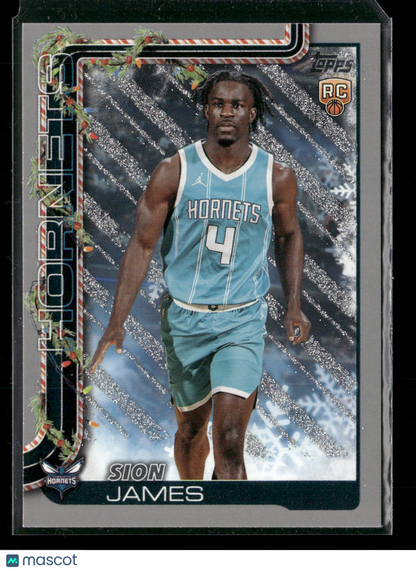 2025-26 Topps Holiday Basketball Sion James #H193 Glitter Parallel RC