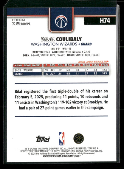 2025-26 Topps Holiday Basketball Bilal Coulibaly #H74