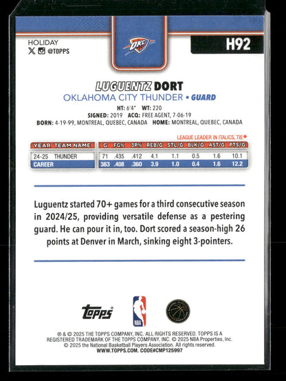 2025-26 Topps Holiday Basketball Luguentz Dort #H92