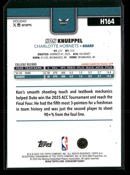 2025-26 Topps Holiday Basketball Kon Knueppel #H164 RC