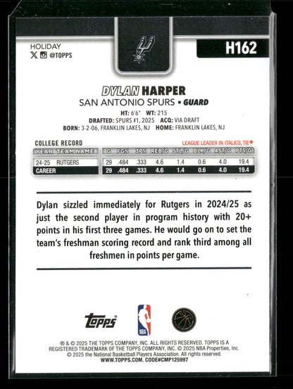 2025-26 Topps Holiday Basketball Dylan Harper #H162 RC