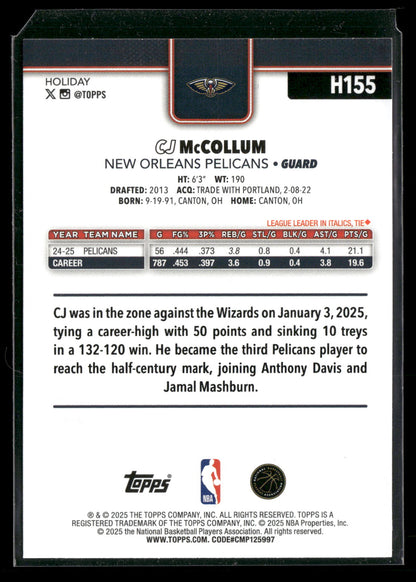 2025-26 Topps Holiday Basketball CJ McCollum #H155