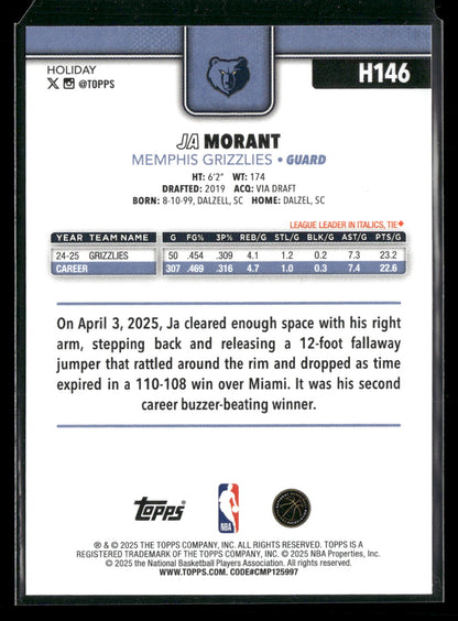 2025-26 Topps Holiday Basketball Ja Morant #H146