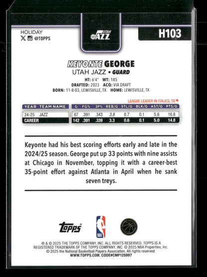 2025-26 Topps Holiday Basketball Keyonte George #H103
