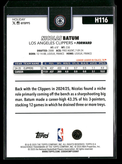 2025-26 Topps Holiday Basketball Nicolas Batum #H116