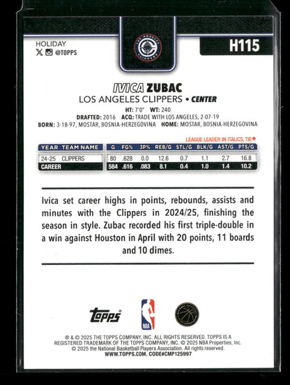 2025-26 Topps Holiday Basketball Ivica Zubac #H115