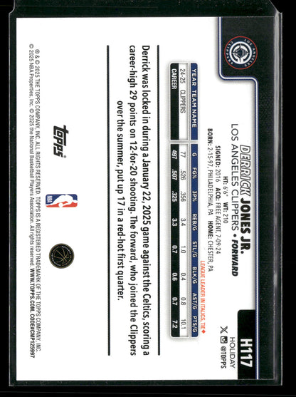 2025-26 Topps Holiday Basketball Derrick Jones Jr. #H117