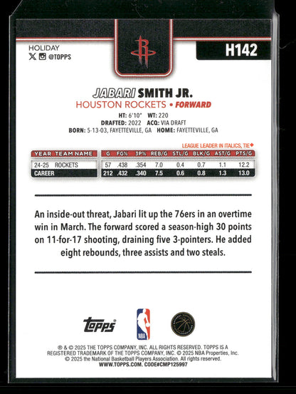 2025-26 Topps Holiday Basketball Jabari Smith Jr. #H142