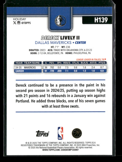 2025-26 Topps Holiday Basketball Dereck Lively II #H139