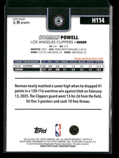 2025-26 Topps Holiday Basketball Norman Powell #H114