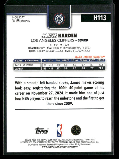 2025-26 Topps Holiday Basketball James Harden #H113