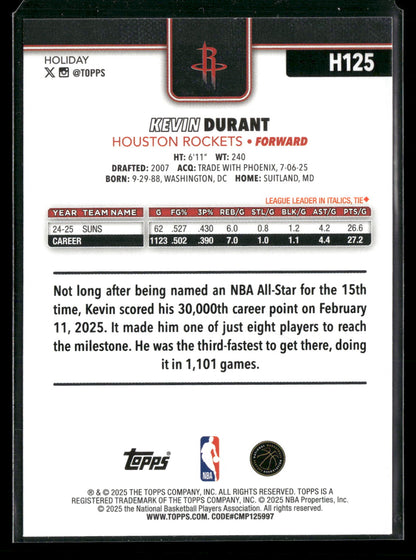 2025-26 Topps Holiday Basketball Kevin Durant #H125