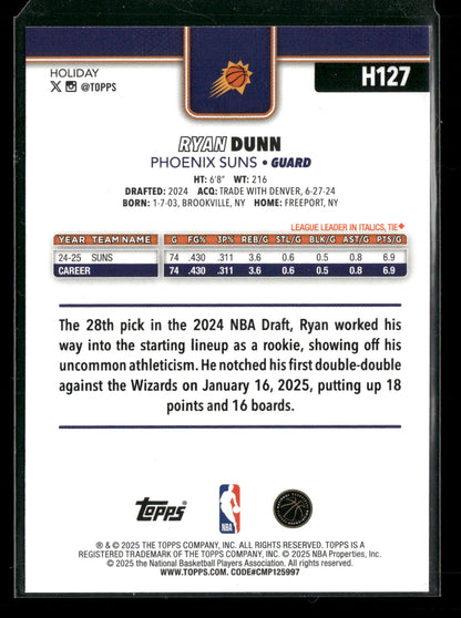 2025-26 Topps Holiday Basketball Ryan Dunn #H127