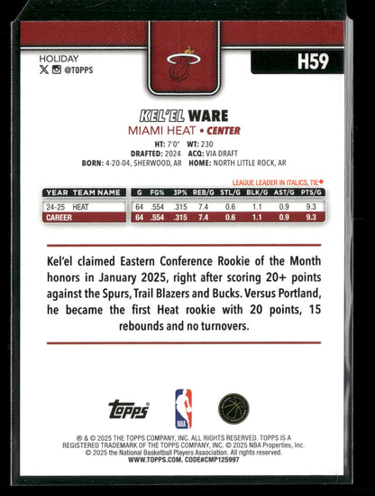2025-26 Topps Holiday Basketball Kel'el Ware #H59