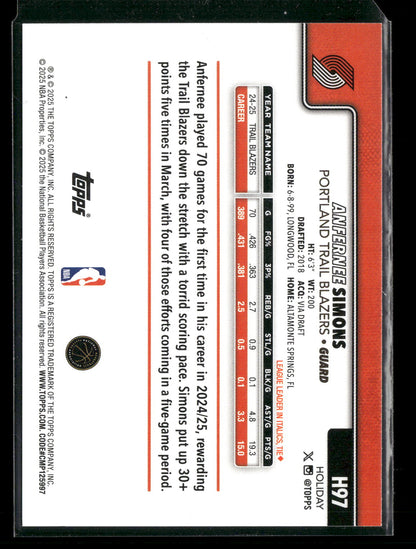 2025-26 Topps Holiday Basketball Anfernee Simons #H97