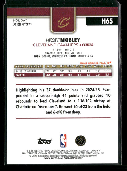 2025-26 Topps Holiday Basketball Evan Mobley #H65
