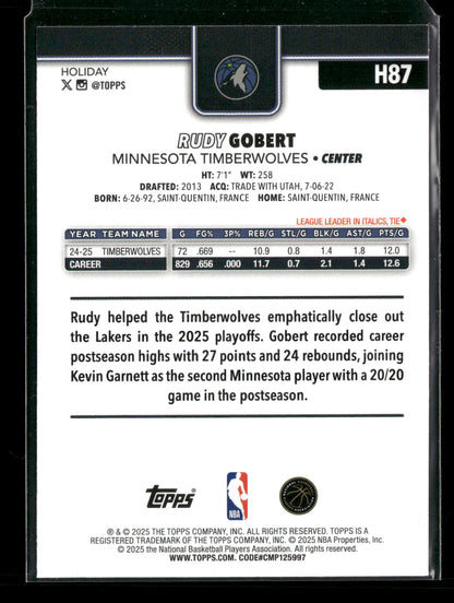 2025-26 Topps Holiday Basketball Rudy Gobert #H87