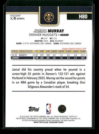 2025-26 Topps Holiday Basketball Jamal Murray #H80