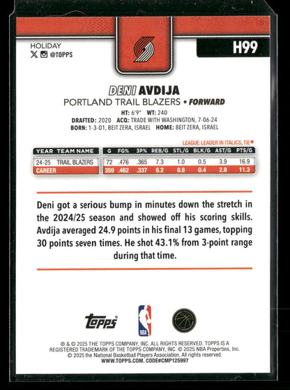 2025-26 Topps Holiday Basketball Deni Avdija #H99