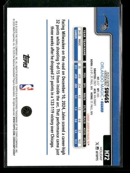 2025-26 Topps Holiday Basketball Jalen Suggs #H72