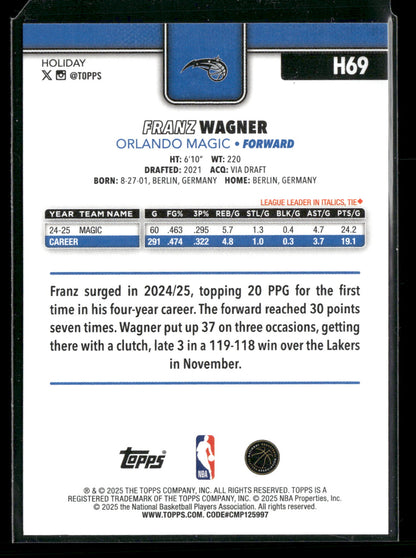 2025-26 Topps Holiday Basketball Franz Wagner #H69