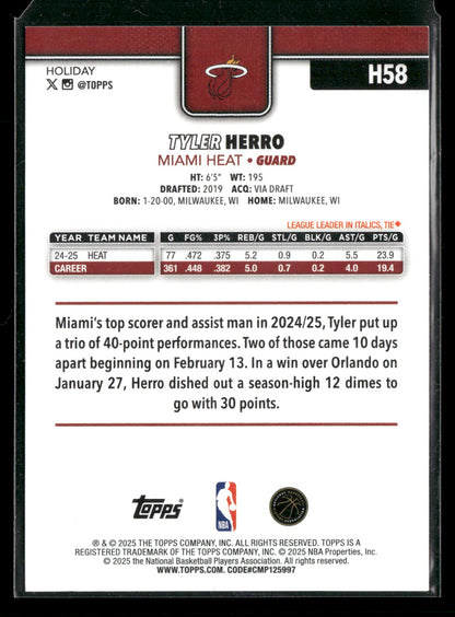 2025-26 Topps Holiday Basketball Tyler Herro #H58