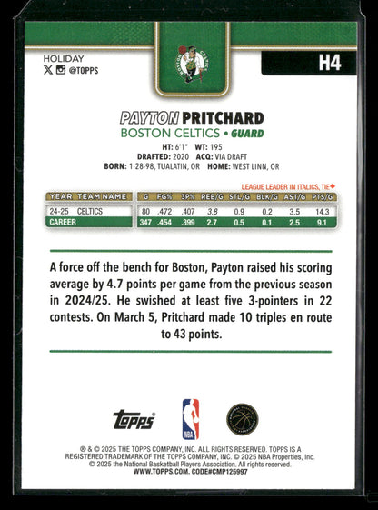 2025-26 Topps Holiday Basketball Payton Pritchard #H4