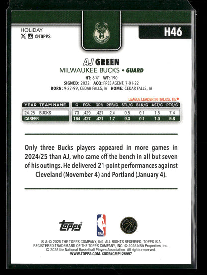 2025-26 Topps Holiday Basketball AJ Green #H46