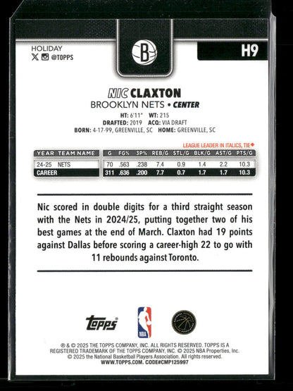 2025-26 Topps Holiday Basketball Nic Claxton #H9