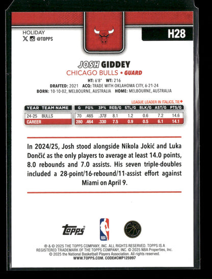 2025-26 Topps Holiday Basketball Josh Giddey #H28