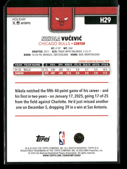 2025-26 Topps Holiday Basketball Nikola Vučević #H29