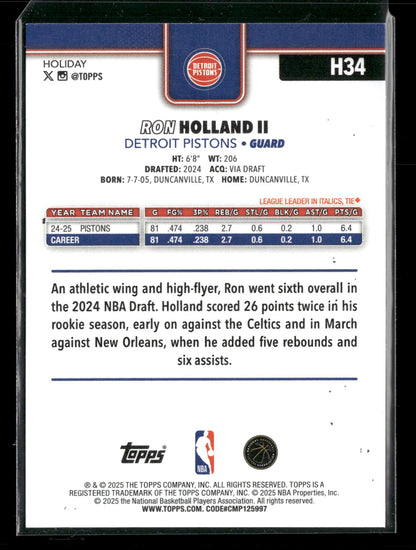 2025-26 Topps Holiday Basketball Ron Holland II #H34