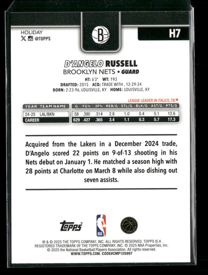 2025-26 Topps Holiday Basketball D'Angelo Russell #H7