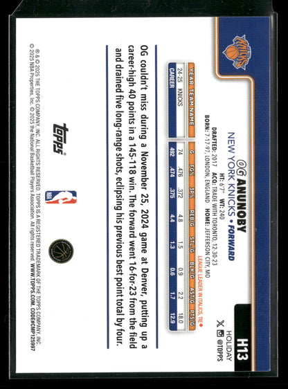 2025-26 Topps Holiday Basketball OG Anunoby #H13