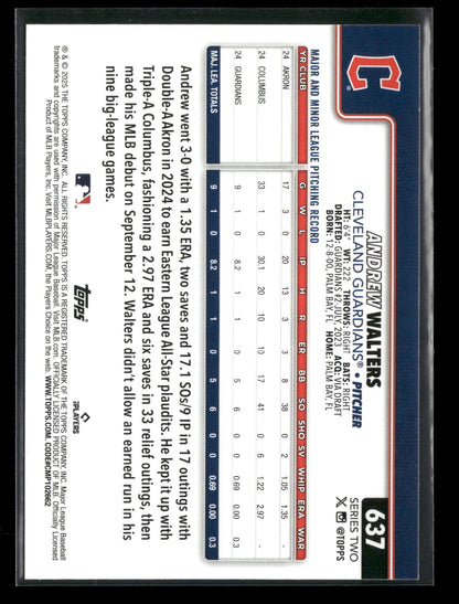 2025 Topps Series 2 Baseball Andrew Walters #637 RC