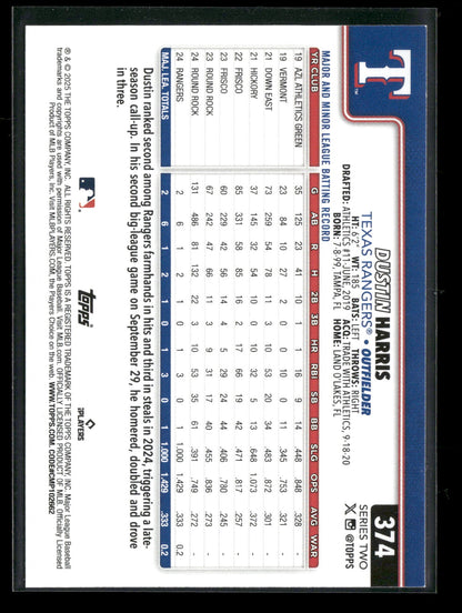 2025 Topps Series 2 Baseball Dustin Harris #374 RC