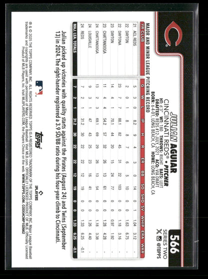 2025 Topps Series 2 Baseball Julian Aguiar #566 RC