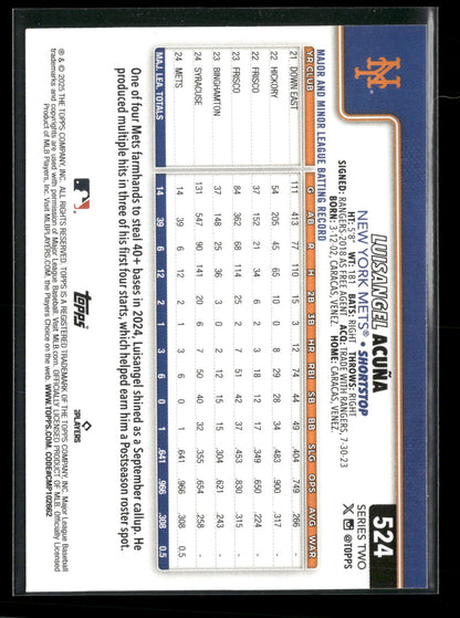 2025 Topps Series 2 Baseball Luisangel Acuña #524 RC