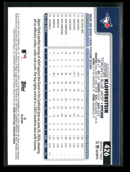 2025 Topps Series 2 Baseball Adam Kloffenstein #426 RC