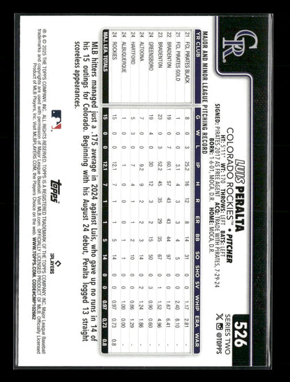 2025 Topps Series 2 Baseball Luis Peralta #526 RC
