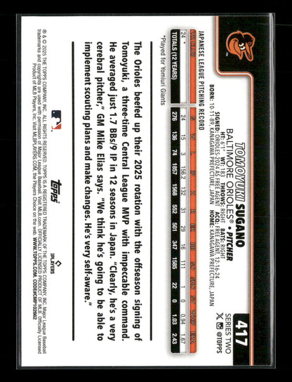 2025 Topps Series 2 Baseball Tomoyuki Sugano #417 RC