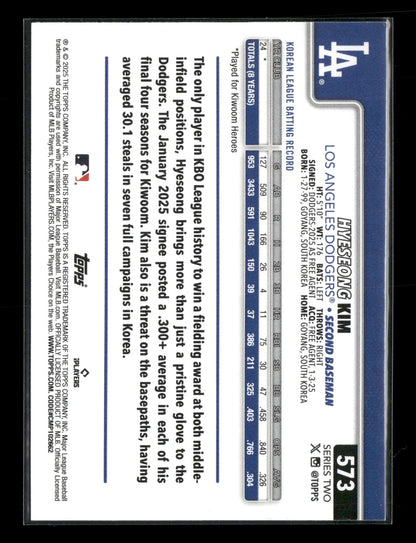 2025 Topps Series 2 Baseball Hyeseong Kim #573 RC