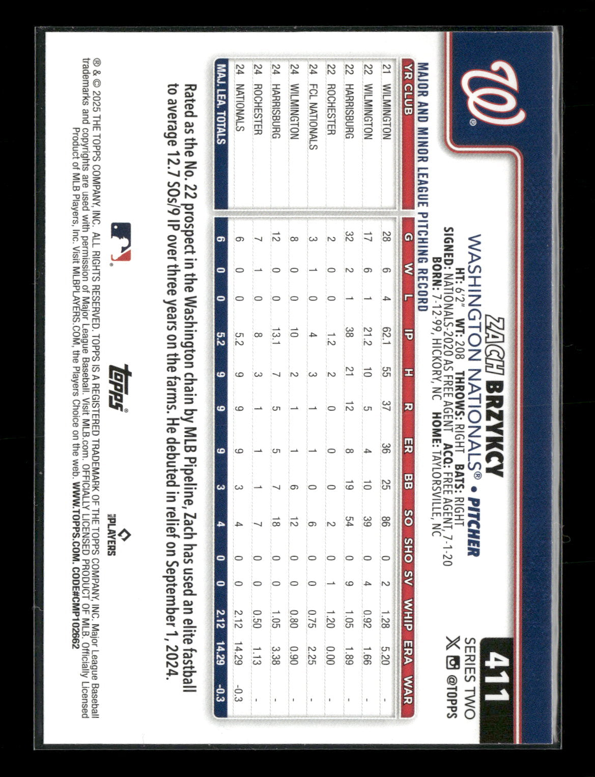 2025 Topps Series 2 Baseball Zach Brzykcy #411 RC