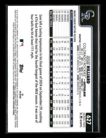 2025 Topps Series 2 Baseball Sam Hilliard #627
