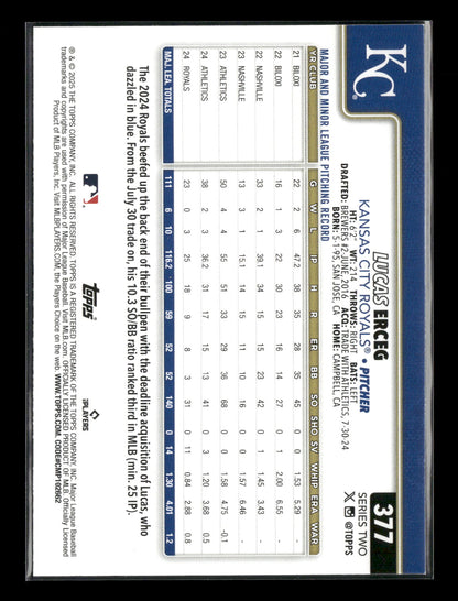 2025 Topps Series 2 Baseball Lucas Erceg #377