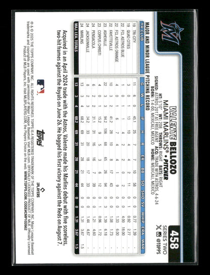 2025 Topps Series 2 Baseball Valente Bellozo #458 RC