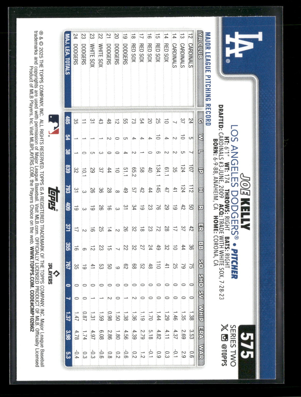 2025 Topps Series 2 Baseball Joe Kelly #575