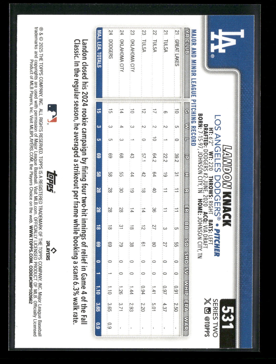 2025 Topps Series 2 Baseball Landon Knack #531
