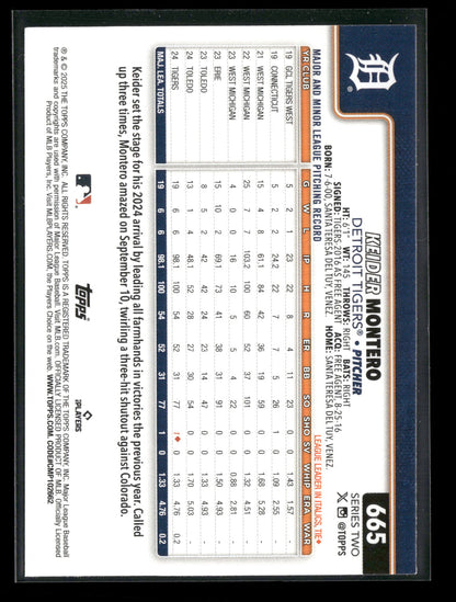 2025 Topps Series 2 Baseball Keider Montero #665 RC